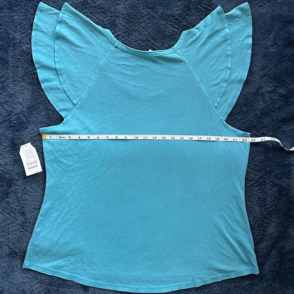 Time and Tru Women's FLUTTER SLEEVE T-Shirt Size XL BLUE - Picture 8 of 11